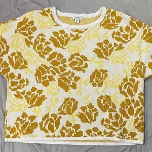 Coldwater Creek Floral Knit Short Sleeve Oversized Shirt SZ XL